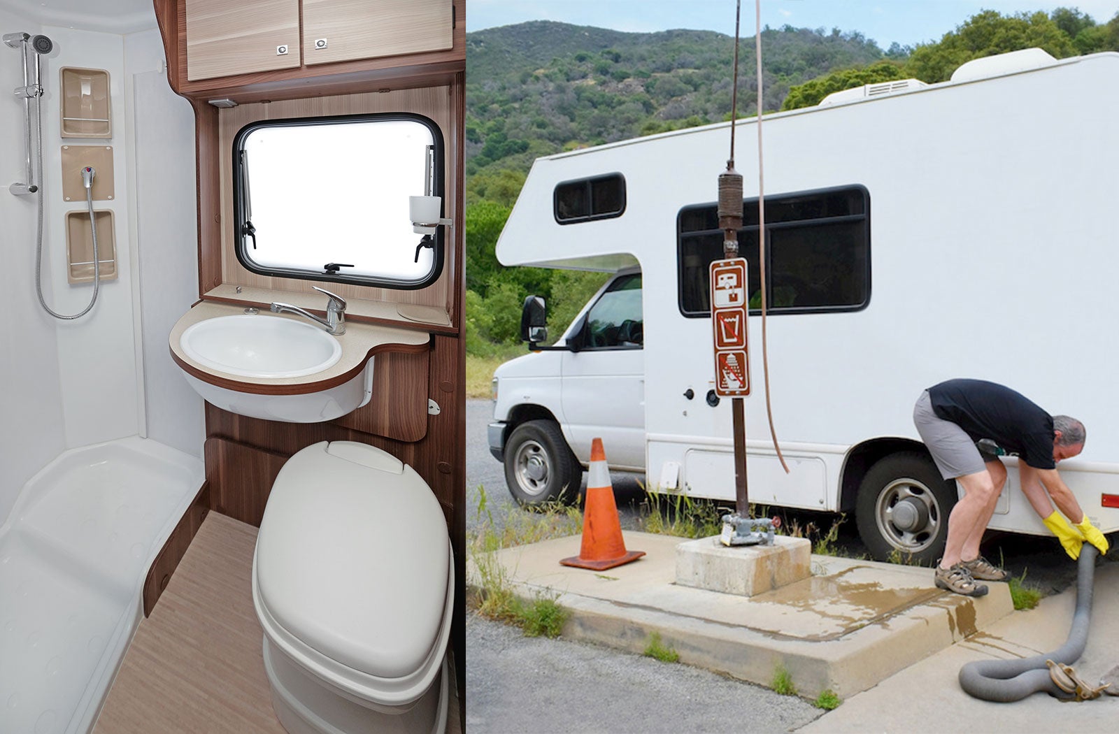 Portable RV/camper toilet and holding tank setup in Wisconsin Rapids, WISCONSIN
